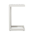 Table d'appoint Coral en aluminium, 24 pouces, métal blanc, design en C, extérieur