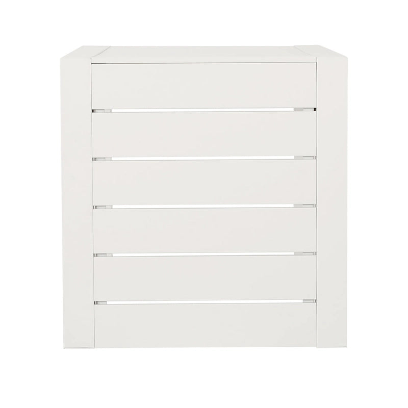 Table d'appoint Coral en aluminium, 24 pouces, métal blanc, design en C, extérieur