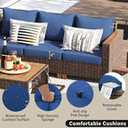 Ensemble de mobilier de patio 8 pièces avec table de rangement et fauteuils pivotants et à bascule en rotin, ensemble de conversation extérieur en osier pour jardin