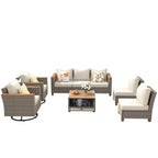 Ensemble de mobilier de patio 8 pièces avec table de rangement et fauteuils pivotants et à bascule en rotin, ensemble de conversation extérieur en osier pour jardin