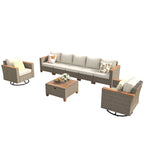 Ensemble de mobilier de patio 8 pièces avec table de rangement et fauteuils pivotants et à bascule en rotin, ensemble de conversation extérieur en osier pour jardin