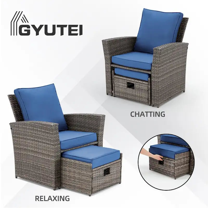Ensemble de canapé d'angle d'extérieur 6 pièces, meubles de patio en rotin PE avec table basse de rangement et ottoman, coussins, pour jardin