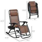Outsunny Lot de 2 chaises berçantes d'extérieur, Rocking zéro gravité inclinables et pliables avec oreiller, porte-gobelet et support de téléphone