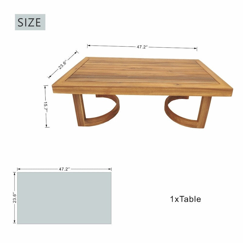 Table basse/d'appoint en bois d'acacia pour jardin, style moderne