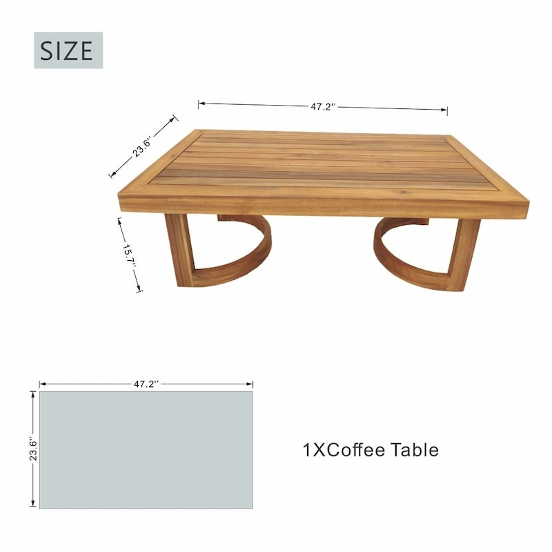 Table basse/d'appoint en bois d'acacia pour jardin, style moderne