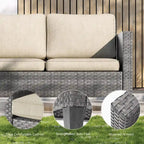 Bonosuki Ensemble de 7 meubles en rotin PE avec table d'appoint, fauteuil de terrasse avec coussin lavable, poufs pour balcon, porche, jardin