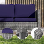 Bonosuki Ensemble de 7 meubles en rotin PE avec table d'appoint, fauteuil de terrasse avec coussin lavable, poufs pour balcon, porche, jardin