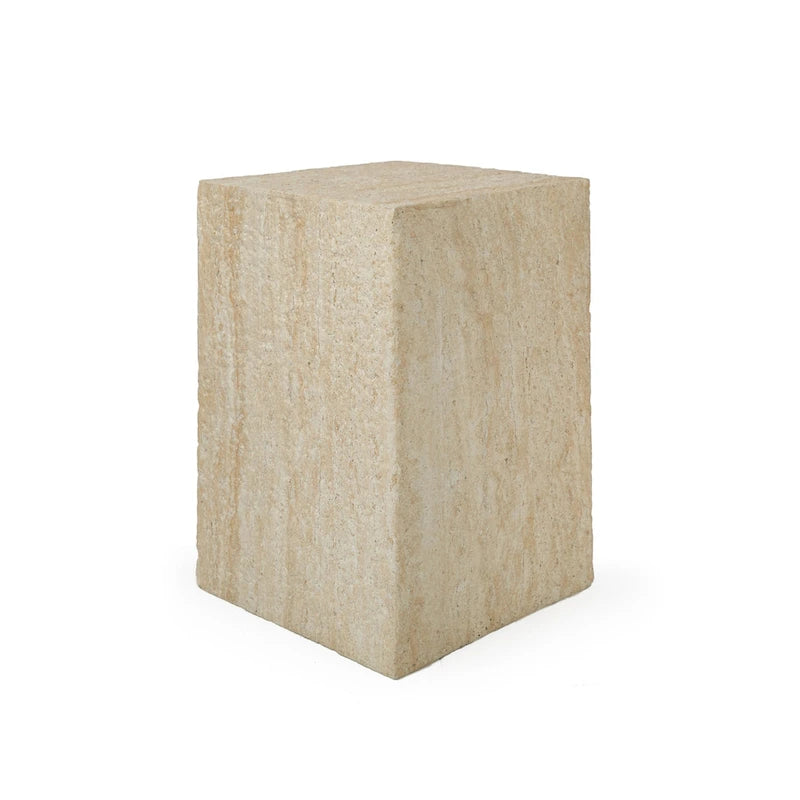 Table d'appoint piédestal Grover en fausse pierre pour l'extérieur
