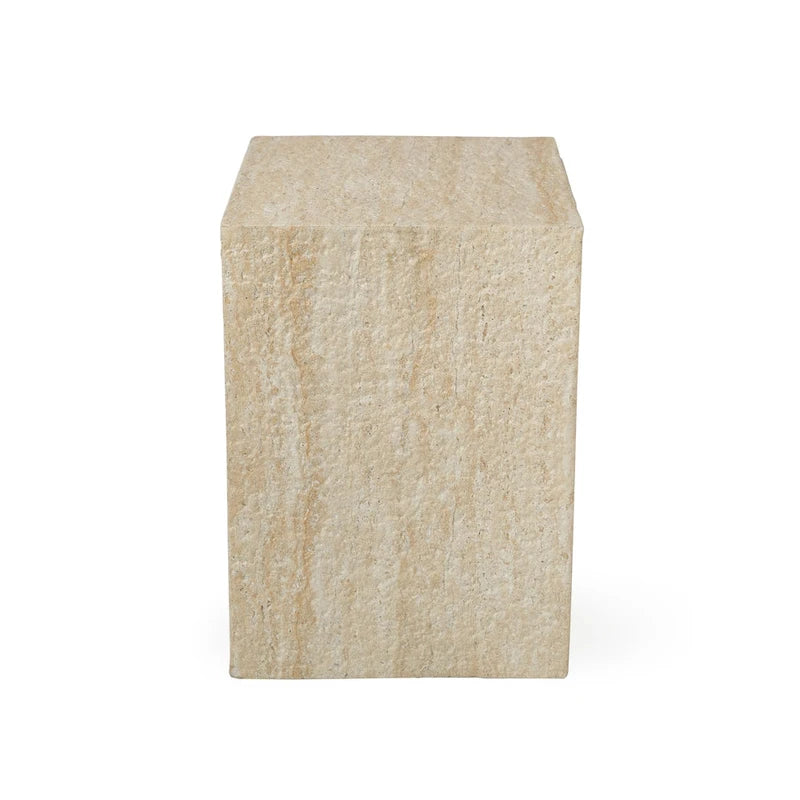 Table d'appoint piédestal Grover en fausse pierre pour l'extérieur