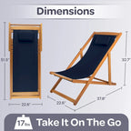 Chaise longue de plage Lavish Home – Chaise longue inclinable réglable en toile