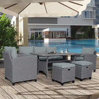 Ensemble de jardin en rotin de 6 pièces
