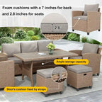 Ensemble de jardin en rotin de 6 pièces
