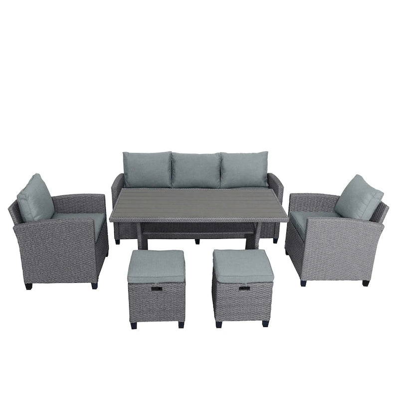 Ensemble de jardin en rotin de 6 pièces