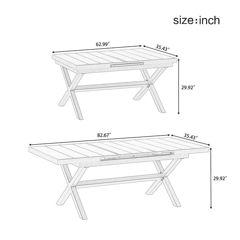 Ensemble de 6 chaises et 1 table en bois composite pour l'extérieur (ensemble de 7 pièces)