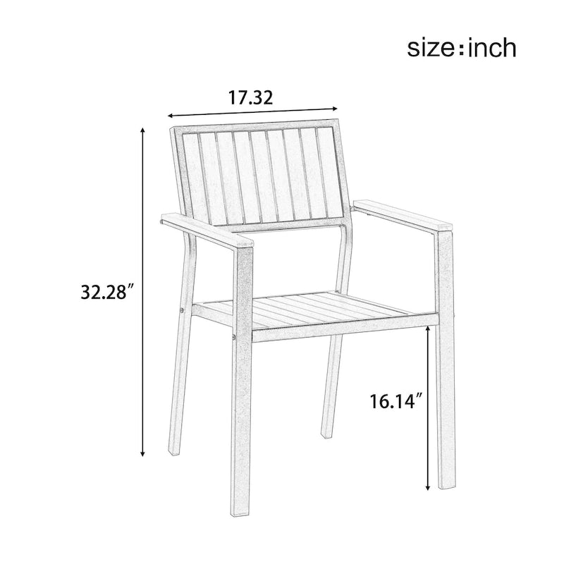 Ensemble de 6 chaises et 1 table en bois composite pour l'extérieur (ensemble de 7 pièces)