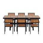 Ensemble de 6 chaises et 1 table en bois composite pour l'extérieur (ensemble de 7 pièces)