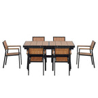 Ensemble de 6 chaises et 1 table en bois composite pour l'extérieur (ensemble de 7 pièces)