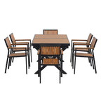 Ensemble de 6 chaises et 1 table en bois composite pour l'extérieur (ensemble de 7 pièces)