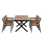 Ensemble de 6 chaises et 1 table en bois composite pour l'extérieur (ensemble de 7 pièces)
