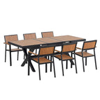 Ensemble de 6 chaises et 1 table en bois composite pour l'extérieur (ensemble de 7 pièces)