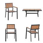 Ensemble de 6 chaises et 1 table en bois composite pour l'extérieur (ensemble de 7 pièces)