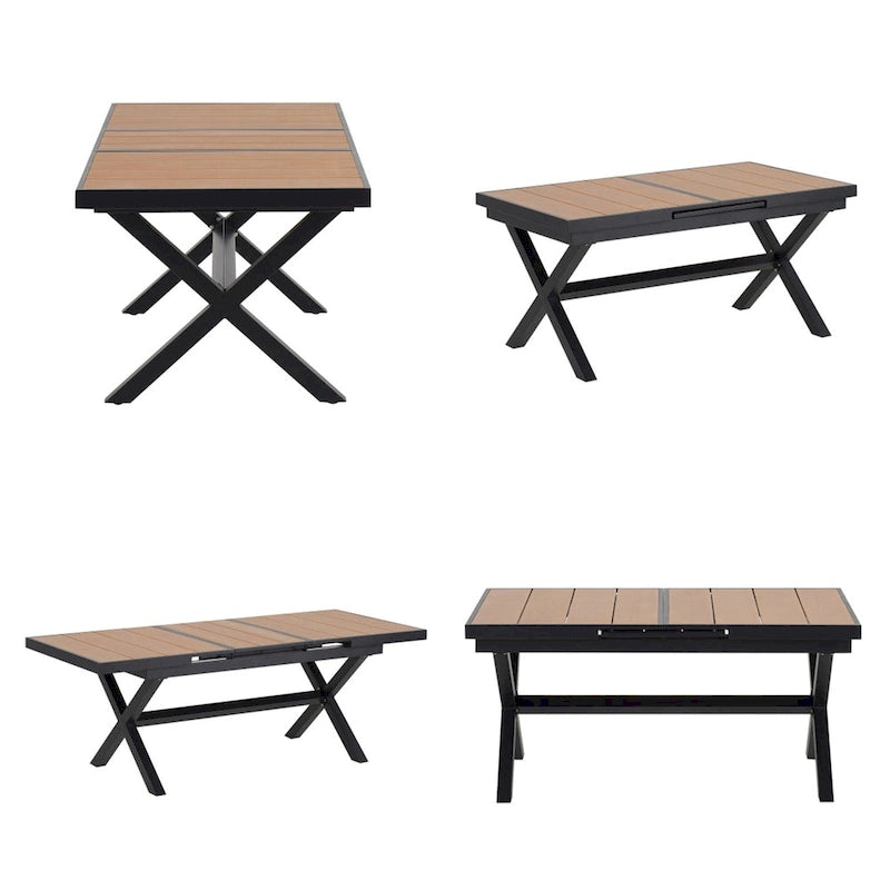 Ensemble de 6 chaises et 1 table en bois composite pour l'extérieur (ensemble de 7 pièces)