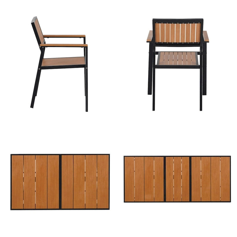 Ensemble de 6 chaises et 1 table en bois composite pour l'extérieur (ensemble de 7 pièces)