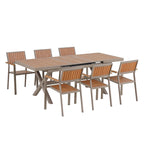 Ensemble de 6 chaises et 1 table en bois composite pour l'extérieur (ensemble de 7 pièces)