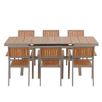 Ensemble de 6 chaises et 1 table en bois composite pour l'extérieur (ensemble de 7 pièces)