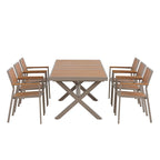 Ensemble de 6 chaises et 1 table en bois composite pour l'extérieur (ensemble de 7 pièces)