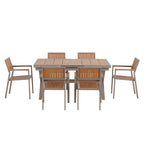 Ensemble de 6 chaises et 1 table en bois composite pour l'extérieur (ensemble de 7 pièces)