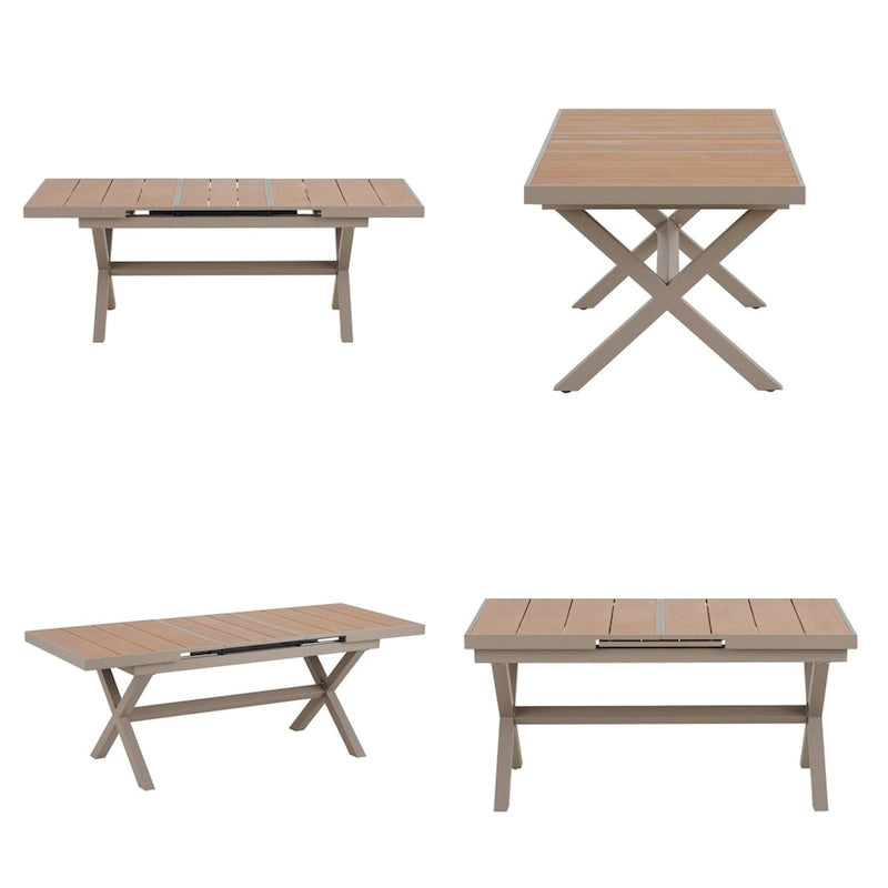 Ensemble de 6 chaises et 1 table en bois composite pour l'extérieur (ensemble de 7 pièces)