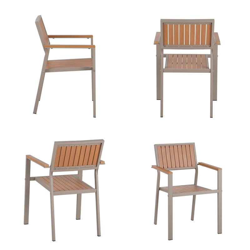 Ensemble de 6 chaises et 1 table en bois composite pour l'extérieur (ensemble de 7 pièces)