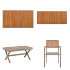 Ensemble de 6 chaises et 1 table en bois composite pour l'extérieur (ensemble de 7 pièces)