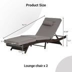 Chaises longues inclinables d'extérieur en rotin pour jardin, plage ou piscine, ensemble de 2