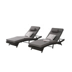 Chaises longues inclinables d'extérieur en rotin pour jardin, plage ou piscine, ensemble de 2