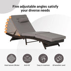 Chaises longues inclinables d'extérieur en rotin pour jardin, plage ou piscine, ensemble de 2