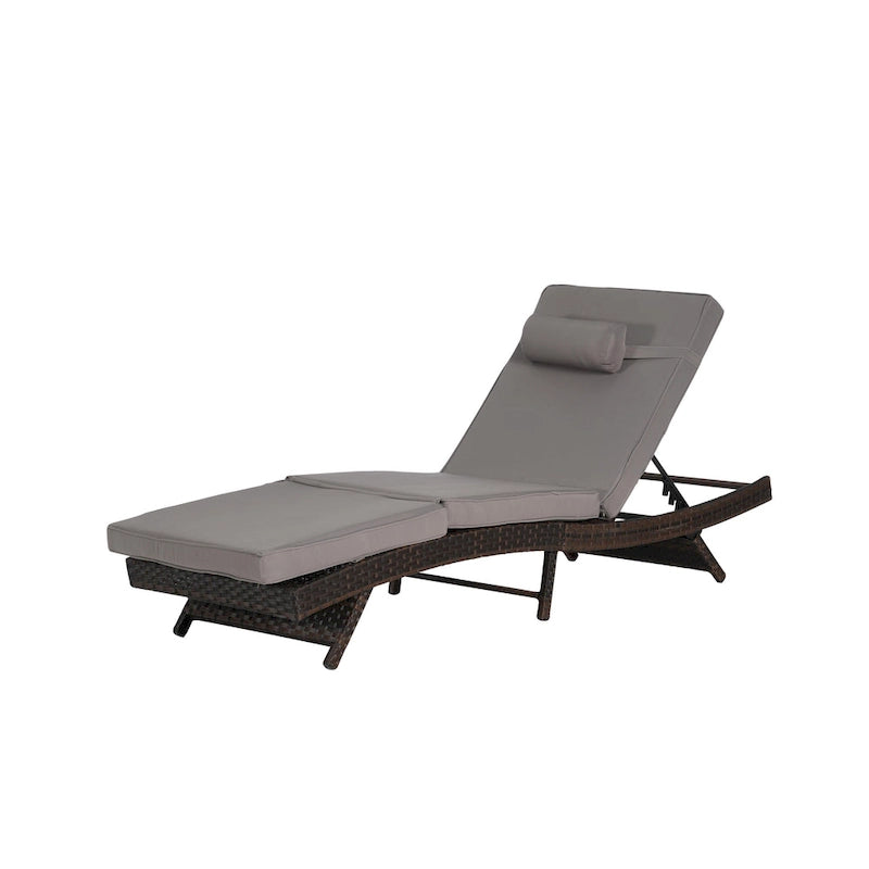 Chaises longues inclinables d'extérieur en rotin pour jardin, plage ou piscine, ensemble de 2