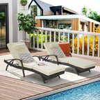 Chaises longues inclinables d'extérieur en rotin pour jardin, plage ou piscine, ensemble de 2