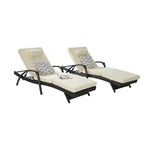Chaises longues inclinables d'extérieur en rotin pour jardin, plage ou piscine, ensemble de 2