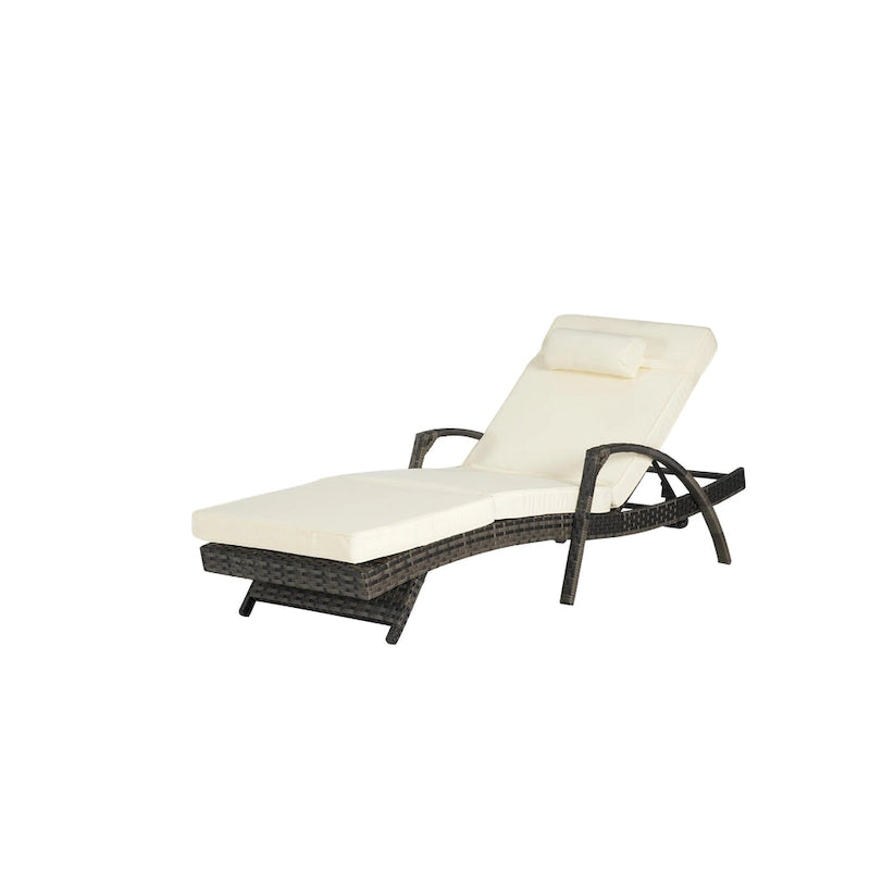 Chaises longues inclinables d'extérieur en rotin pour jardin, plage ou piscine, ensemble de 2