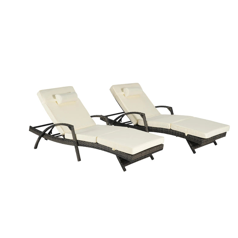Chaises longues inclinables d'extérieur en rotin pour jardin, plage ou piscine, ensemble de 2