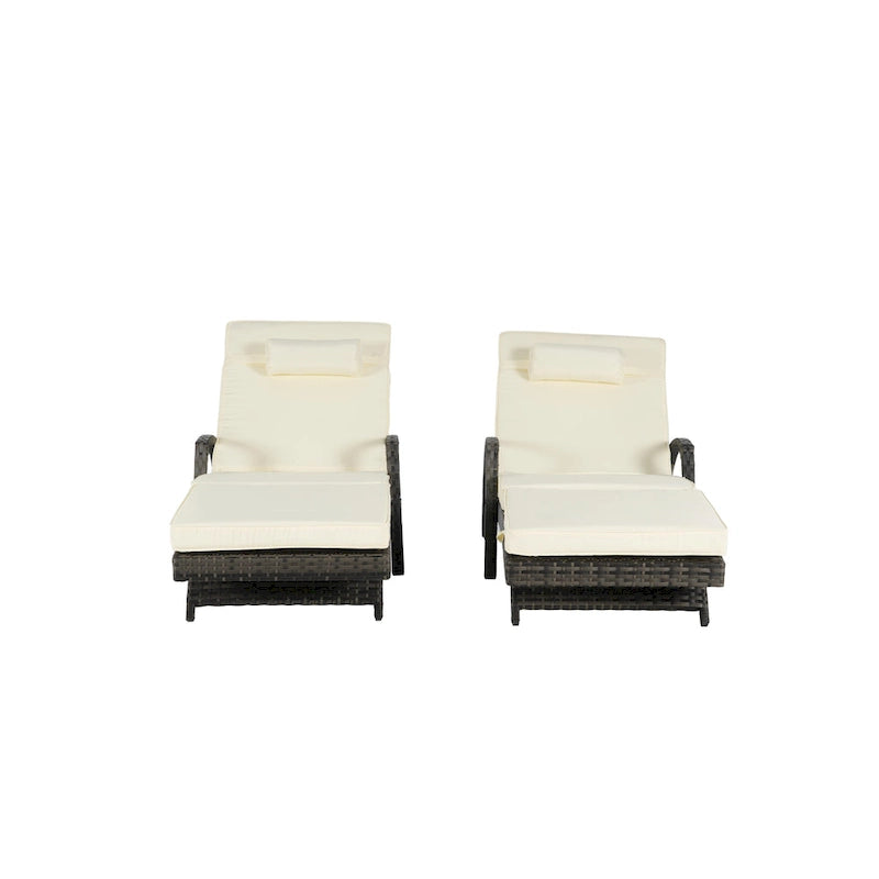 Chaises longues inclinables d'extérieur en rotin pour jardin, plage ou piscine, ensemble de 2