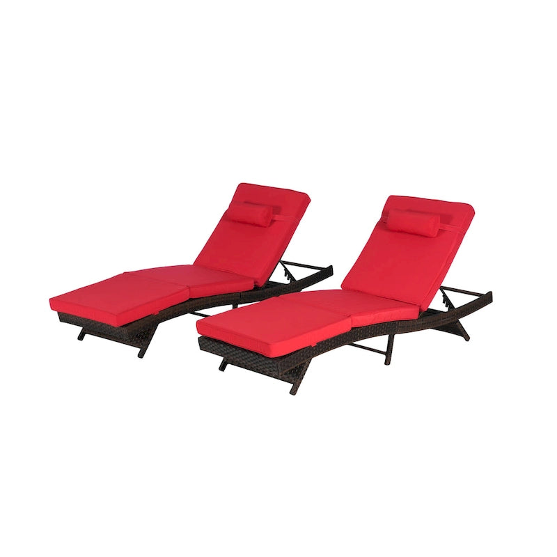 Chaises longues inclinables d'extérieur en rotin pour jardin, plage ou piscine, ensemble de 2