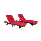 Chaises longues inclinables d'extérieur en rotin pour jardin, plage ou piscine, ensemble de 2