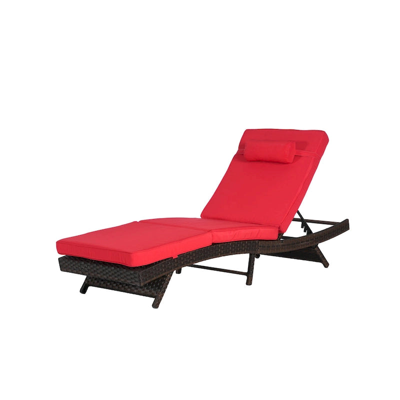 Chaises longues inclinables d'extérieur en rotin pour jardin, plage ou piscine, ensemble de 2