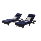 Chaises longues inclinables d'extérieur en rotin pour jardin, plage ou piscine, ensemble de 2