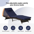 Chaises longues inclinables d'extérieur en rotin pour jardin, plage ou piscine, ensemble de 2