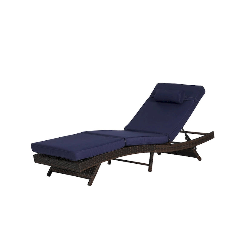 Chaises longues inclinables d'extérieur en rotin pour jardin, plage ou piscine, ensemble de 2