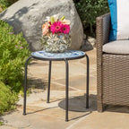 Charming Outdoor Side Table with Artistic Appeal and Practical Functionality